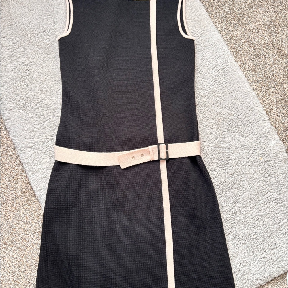 Salvatore Ferragamo Black and Cream Midi Dress